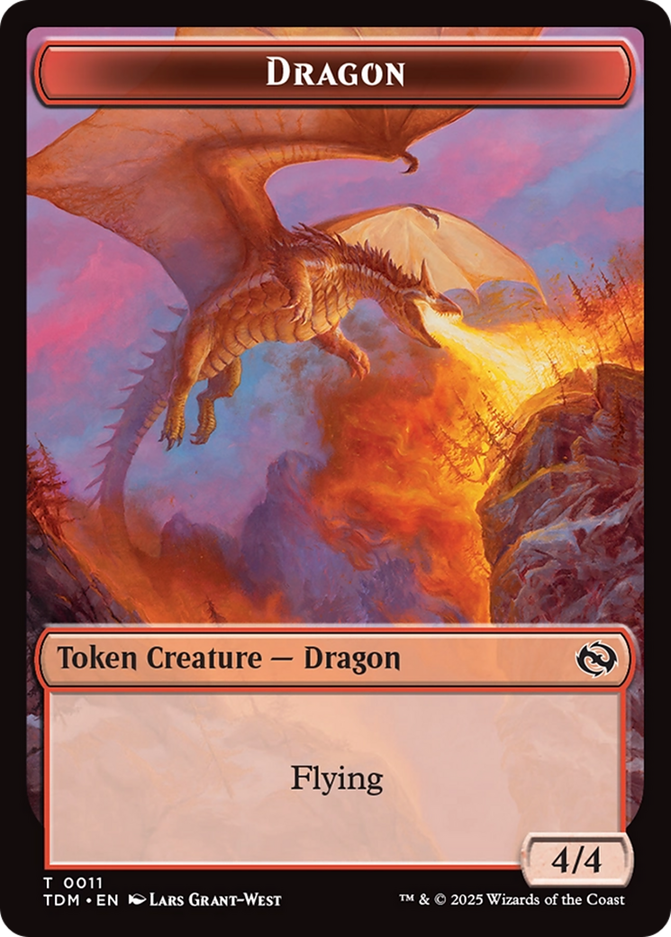 Dragon (0011) // Warrior Double-Sided Token [Tarkir: Dragonstorm Tokens] | Gaming Infinity