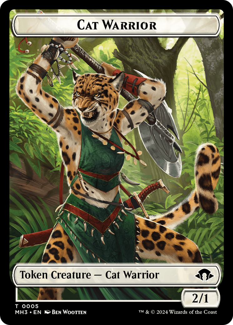 Cat Warrior // Energy Reserve Double-Sided Token [Modern Horizons 3 Tokens] | Gaming Infinity