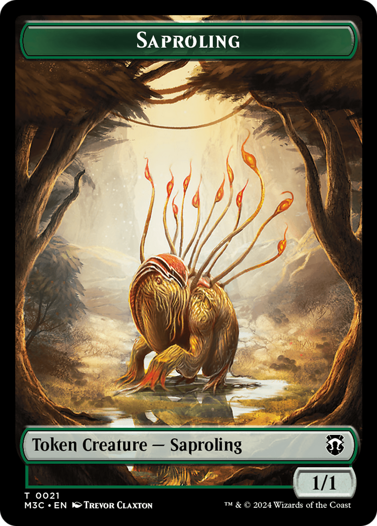 Tarmogoyf (Ripple Foil) // Saproling Double-Sided Token [Modern Horizons 3 Commander Tokens] | Gaming Infinity