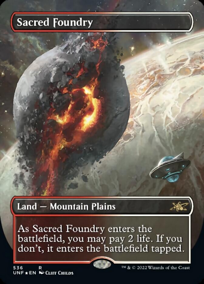 Sacred Foundry (Borderless) (Galaxy Foil) [Unfinity] | Gaming Infinity