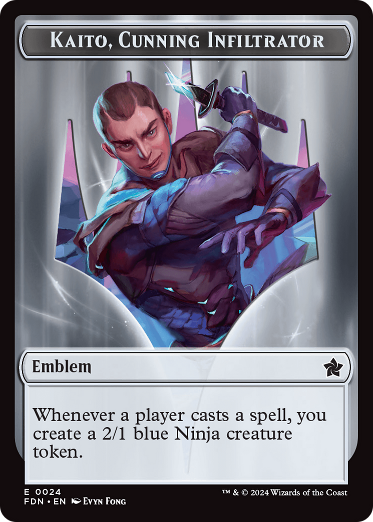 Emblem - Kaito, Cunning Infiltrator // Ninja Doubled-Sided Token [Foundations Tokens] | Gaming Infinity