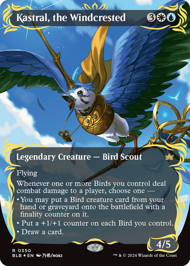 Kastral, the Windcrested (Borderless) (Raised Foil) [Bloomburrow] | Gaming Infinity