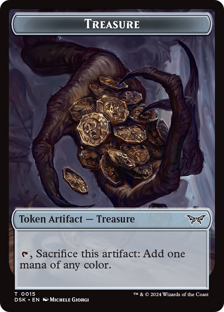 Treasure // Manifest Double-Sided Token [Duskmourn: House of Horror Tokens] | Gaming Infinity