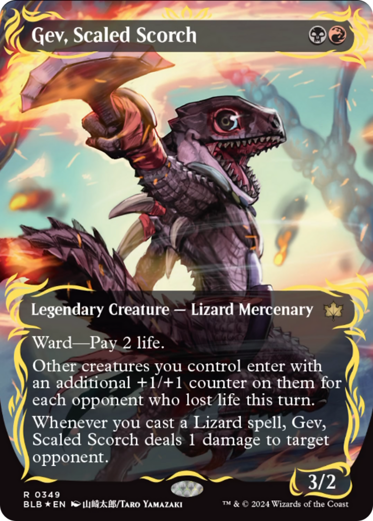 Gev, Scaled Scorch (Borderless) (Raised Foil) [Bloomburrow] | Gaming Infinity