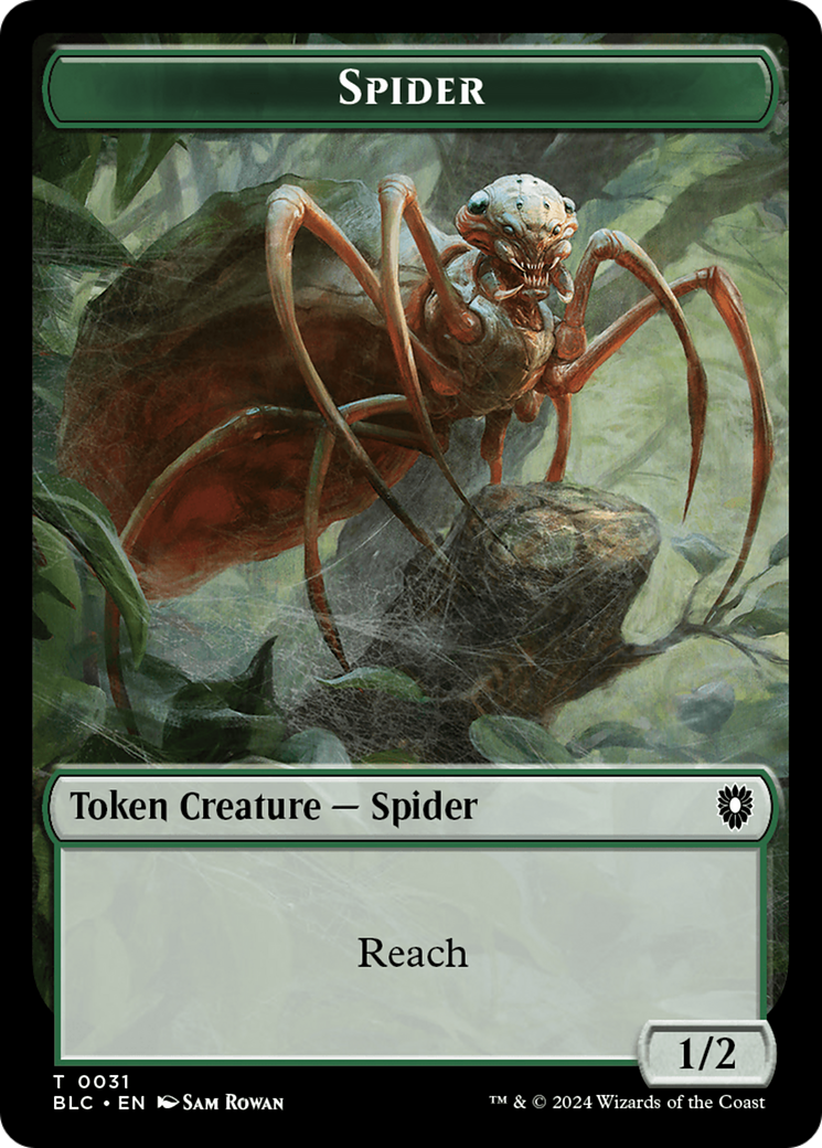 Spider // Blood Double-Sided Token [Bloomburrow Commander Tokens] | Gaming Infinity