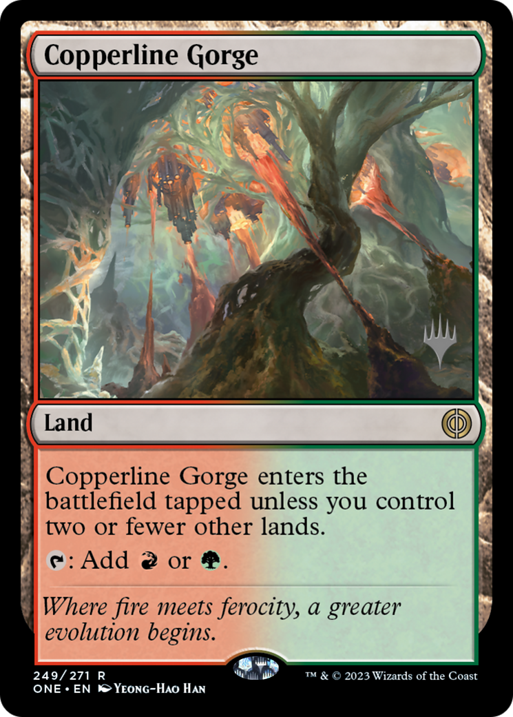 Copperline Gorge (Promo Pack) [Phyrexia: All Will Be One Promos] | Gaming Infinity