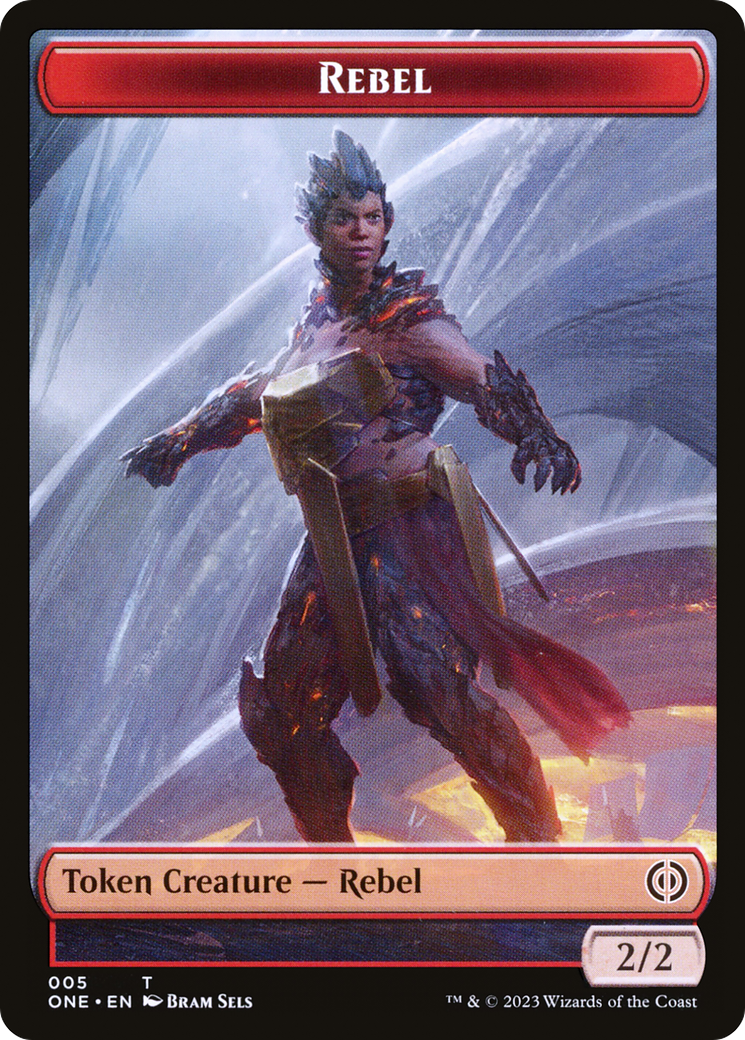 Rebel // The Hollow Sentinel Double-Sided Token [Phyrexia: All Will Be One Tokens] | Gaming Infinity