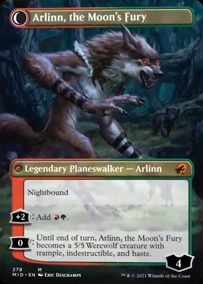 Arlinn, the Pack's Hope // Arlinn, the Moon's Fury (Borderless) [Innistrad: Midnight Hunt] | Gaming Infinity
