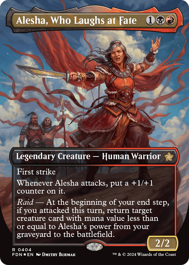 Alesha, Who Laughs at Fate (Borderless) (Mana Foil) [Foundations] | Gaming Infinity