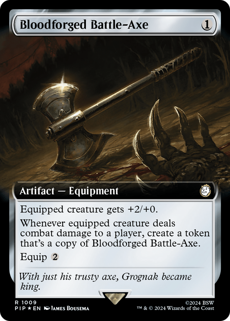 Bloodforged Battle-Axe (Extended Art) (Surge Foil) [Fallout] | Gaming Infinity