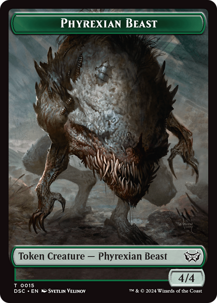 Phyrexian Beast //Manifest Double-Sided Token [Duskmourn: House of Horror Commander Tokens] | Gaming Infinity