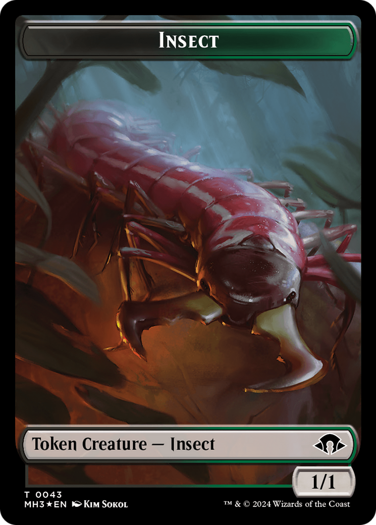 Insect (0043) (Ripple Foil) // Zombie Double-Sided Token [Modern Horizons 3 Tokens] | Gaming Infinity