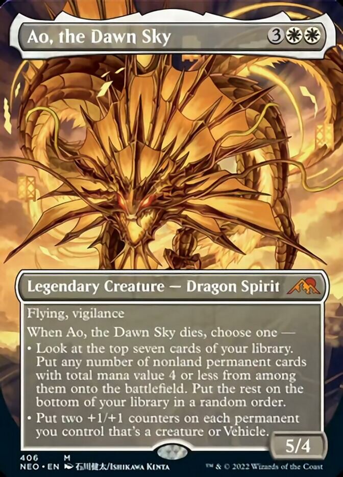 Ao, the Dawn Sky (Borderless Alternate Art) [Kamigawa: Neon Dynasty] | Gaming Infinity