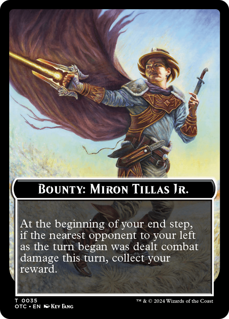 Bounty: Miron Tillas Jr. // Bounty Rules Double-Sided Token [Outlaws of Thunder Junction Commander Tokens] | Gaming Infinity