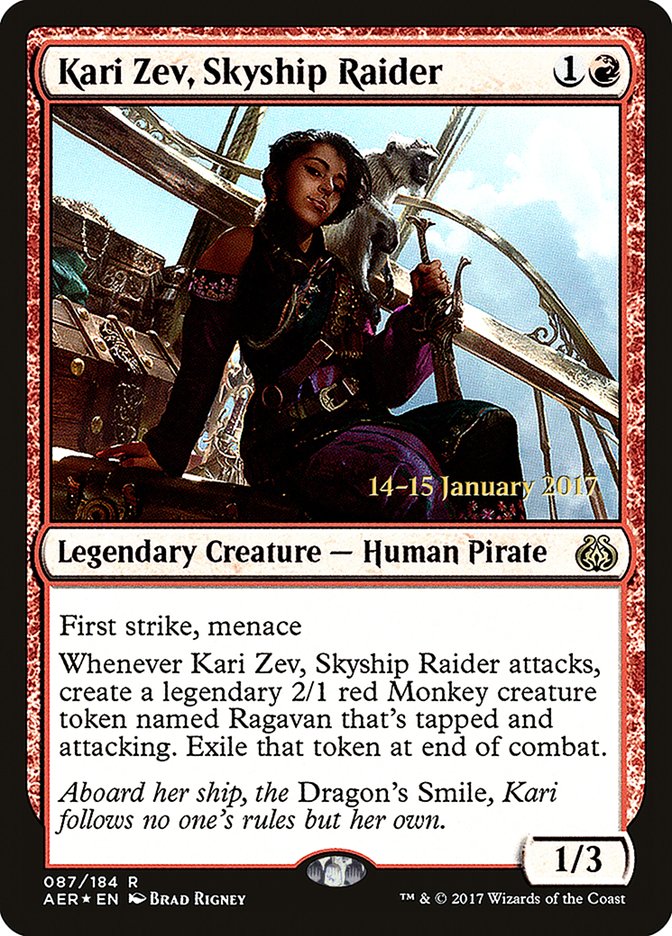 Kari Zev, Skyship Raider [Aether Revolt Prerelease Promos] | Gaming Infinity