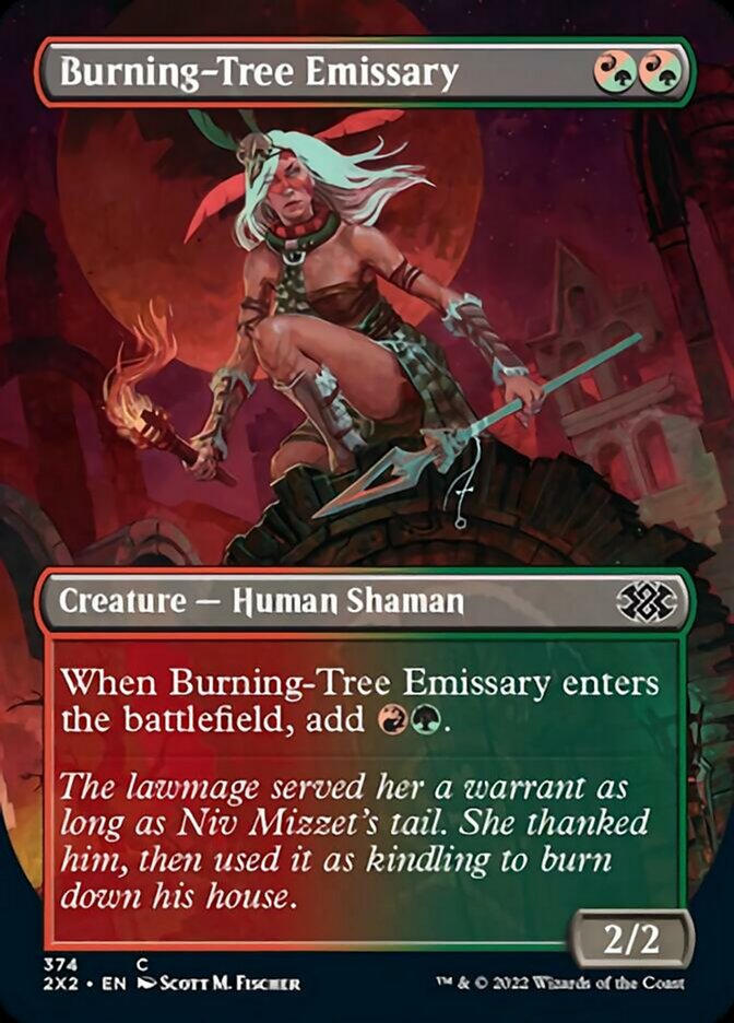 Burning-Tree Emissary (Borderless Alternate Art) [Double Masters 2022] | Gaming Infinity