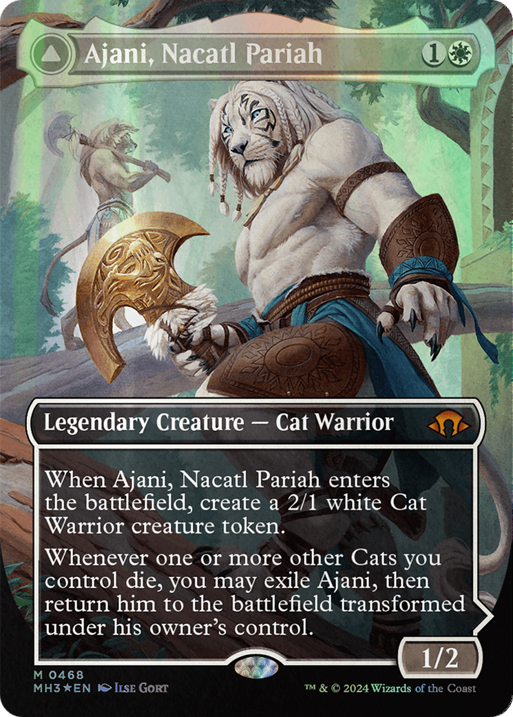 Ajani, Nacatl Pariah // Ajani, Nacatl Avenger (Borderless) (Textured Foil) [Modern Horizons 3] | Gaming Infinity