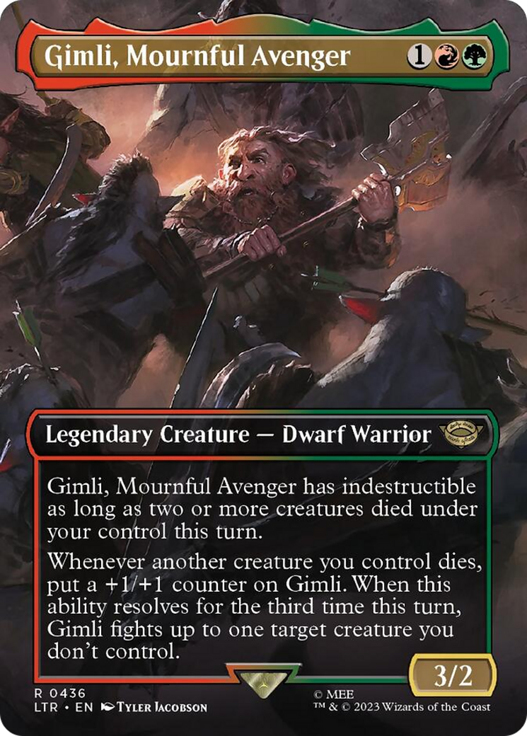 Gimli, Mournful Avenger (Borderless Alternate Art) [The Lord of the Rings: Tales of Middle-Earth] | Gaming Infinity