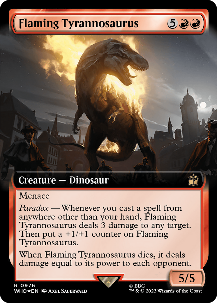 Flaming Tyrannosaurus (Extended Art) (Surge Foil) [Doctor Who] | Gaming Infinity