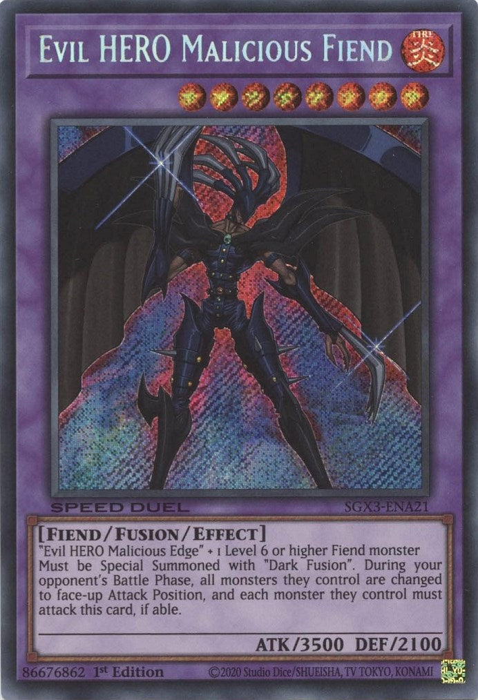 Evil HERO Malicious Fiend [SGX3-ENA21] Secret Rare | Gaming Infinity