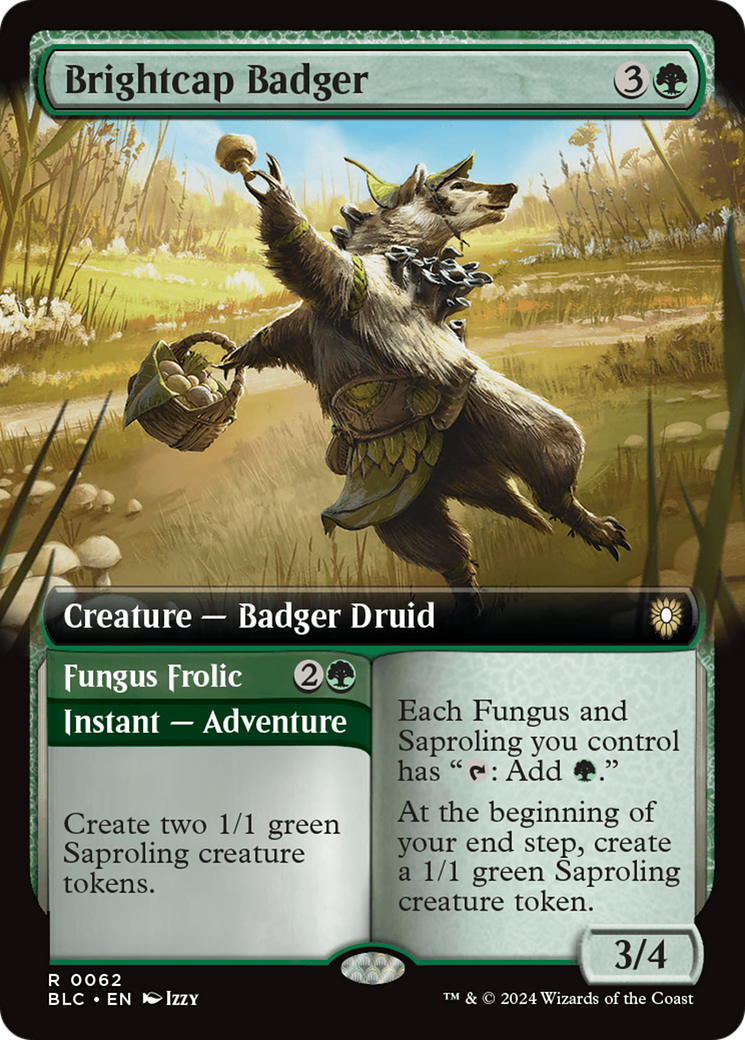 Brightcap Badger // Fungus Frolic (Extended Art) [Bloomburrow Commander] | Gaming Infinity