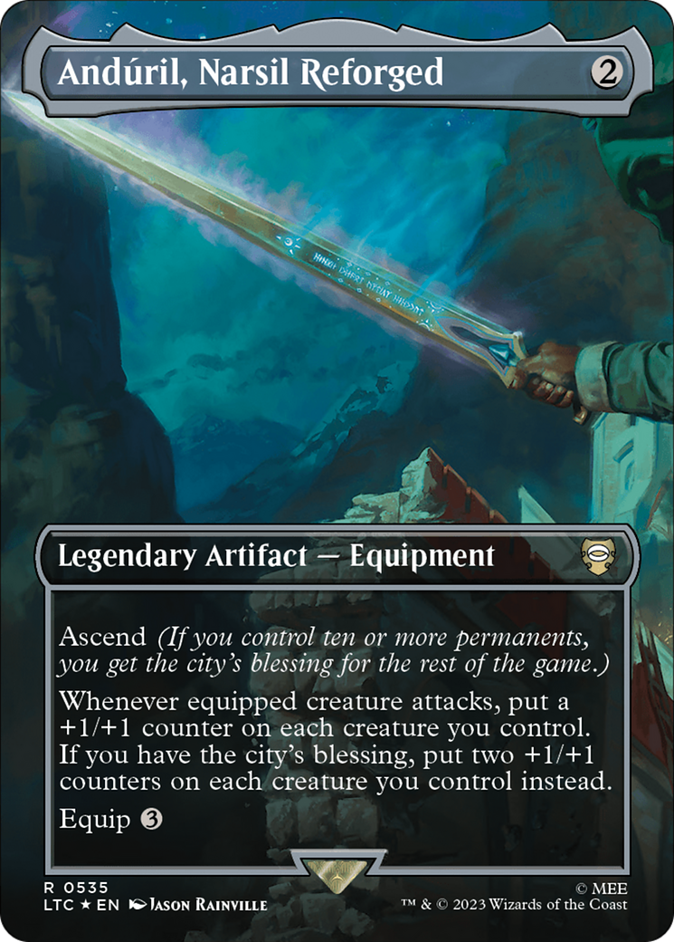 Anduril, Narsil Reforged (Borderless) (Surge Foil) [The Lord of the Rings: Tales of Middle-Earth Commander] | Gaming Infinity