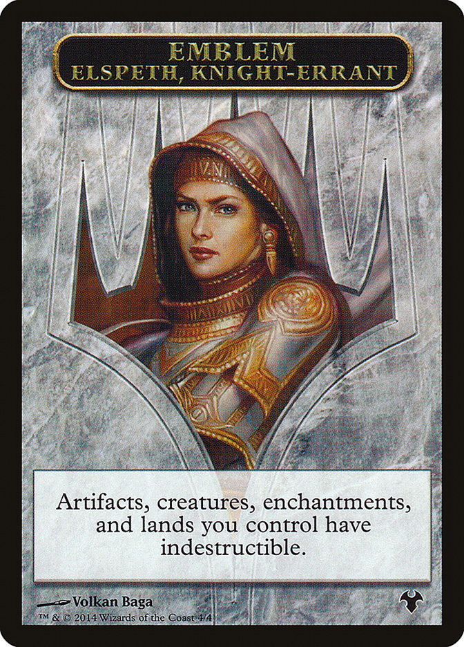 Emblem - Elspeth, Knight-Errant // Soldier Double-Sided Token [Modern Event Deck 2014 Tokens] | Gaming Infinity