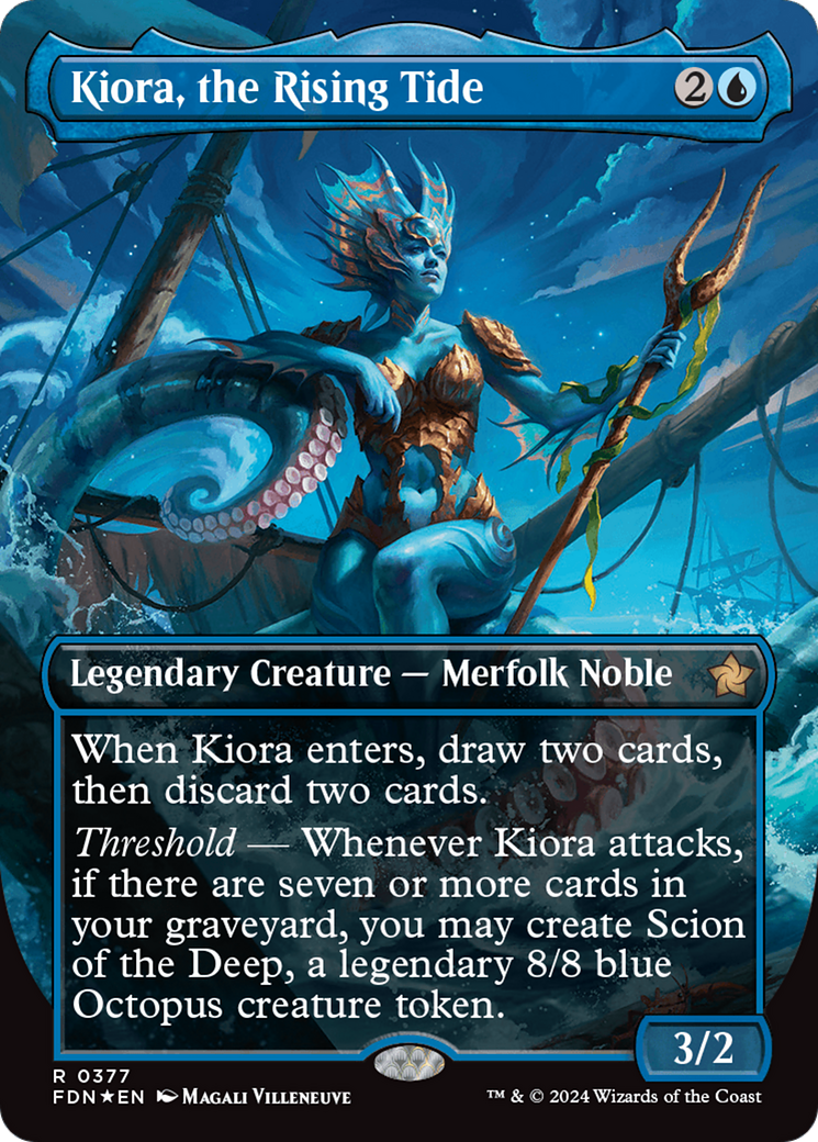 Kiora, the Rising Tide (Borderless) (Mana Foil) [Foundations] | Gaming Infinity