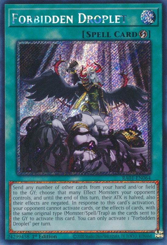 Forbidden Droplet [RA01-EN064] Platinum Secret Rare | Gaming Infinity