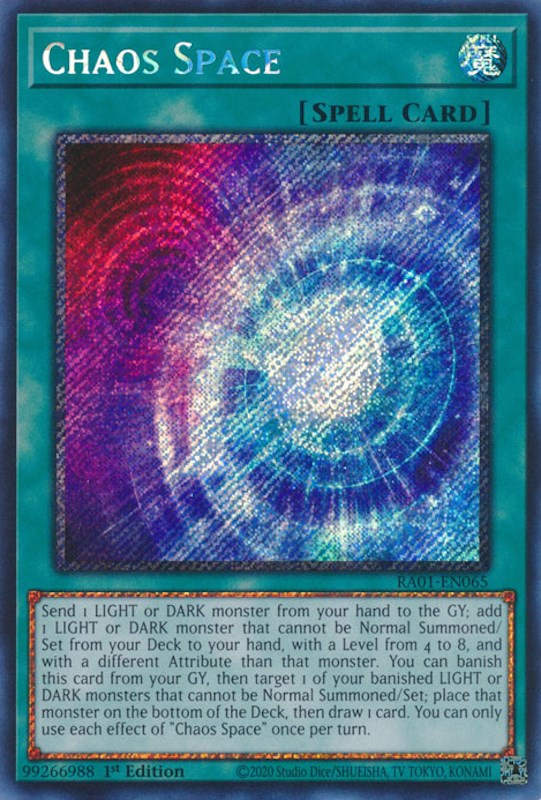 Chaos Space [RA01-EN065] Platinum Secret Rare | Gaming Infinity