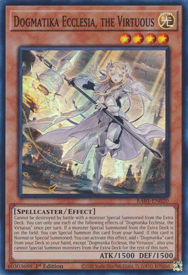 Dogmatika Ecclesia, the Virtuous [RA01-EN020] Super Rare | Gaming Infinity