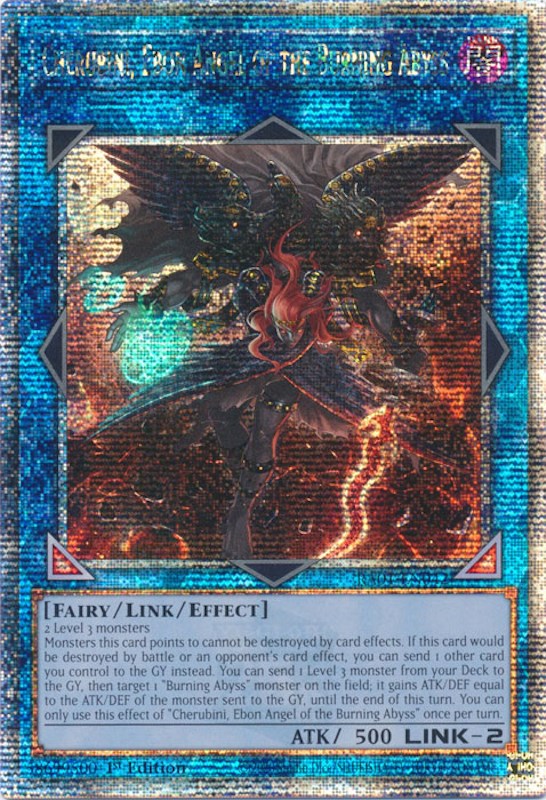 Cherubini, Ebon Angel of the Burning Abyss [RA01-EN042] Quarter Century Secret Rare | Gaming Infinity