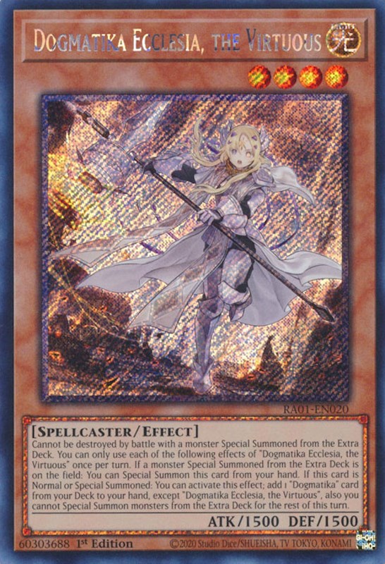 Dogmatika Ecclesia, the Virtuous [RA01-EN020] Platinum Secret Rare | Gaming Infinity