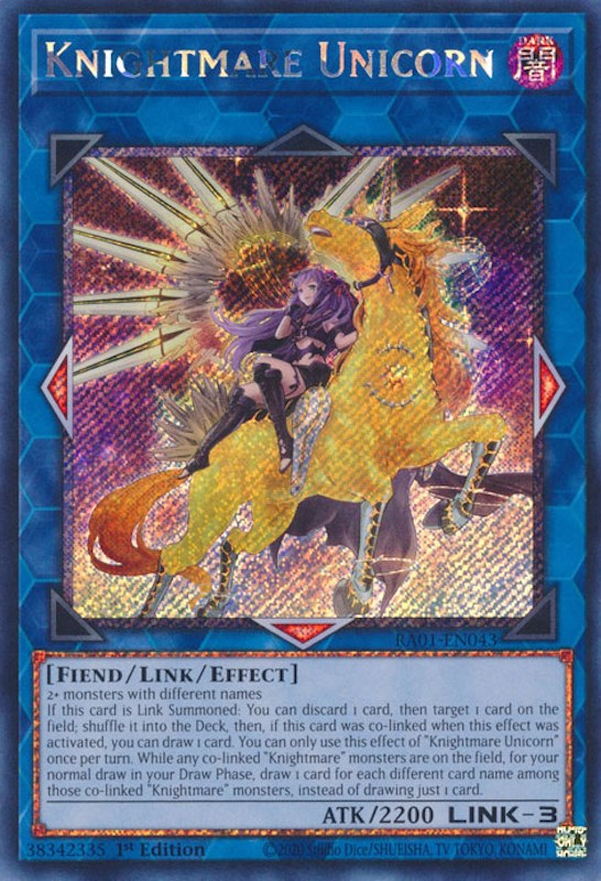 Knightmare Unicorn (Alternate Art) [RA01-EN043] Platinum Secret Rare | Gaming Infinity