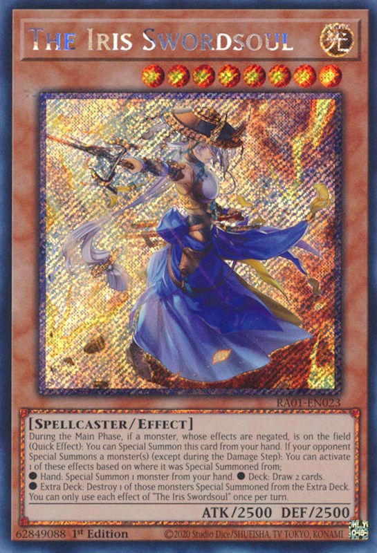 The Iris Swordsoul [RA01-EN023] Platinum Secret Rare | Gaming Infinity