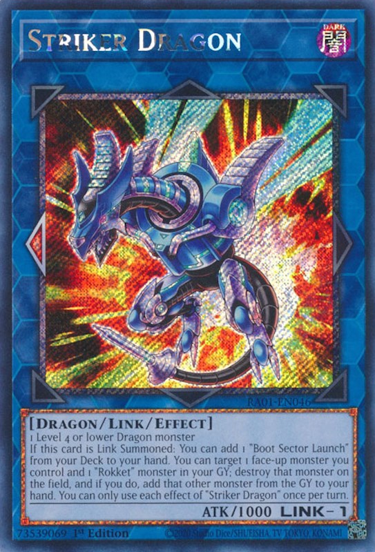 Striker Dragon [RA01-EN046] Platinum Secret Rare | Gaming Infinity