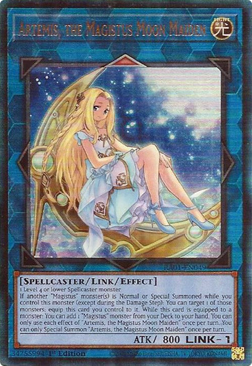 Artemis, the Magistus Moon Maiden [RA01-EN049] Prismatic Ultimate Rare | Gaming Infinity