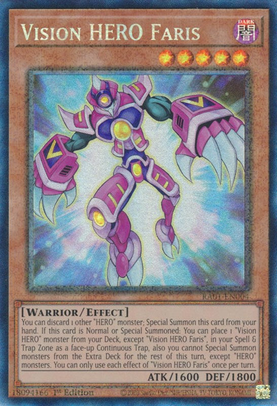 Vision HERO Faris [RA01-EN004] Prismatic Collector's Rare | Gaming Infinity