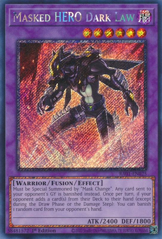 Masked HERO Dark Law [RA01-EN025] Platinum Secret Rare | Gaming Infinity