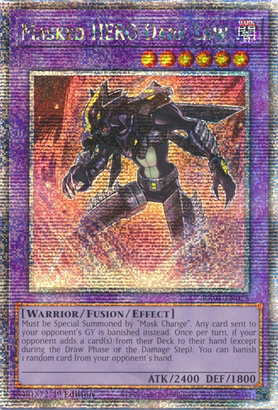 Masked HERO Dark Law [RA01-EN025] Quarter Century Secret Rare | Gaming Infinity