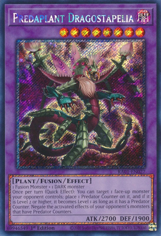 Predaplant Dragostapelia [RA01-EN027] Platinum Secret Rare | Gaming Infinity