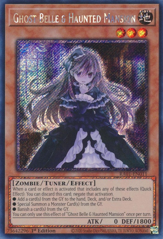 Ghost Belle & Haunted Mansion [RA01-EN011] Platinum Secret Rare | Gaming Infinity