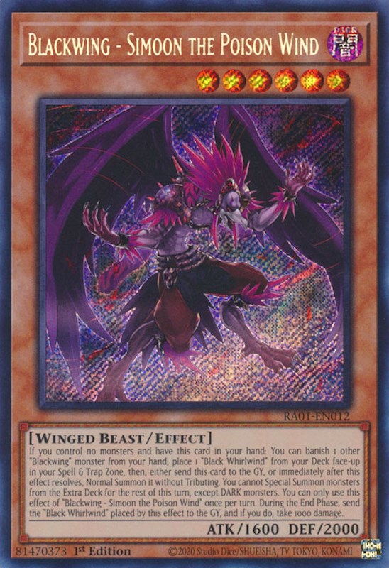 Blackwing - Simoon the Poison Wind [RA01-EN012] Secret Rare | Gaming Infinity