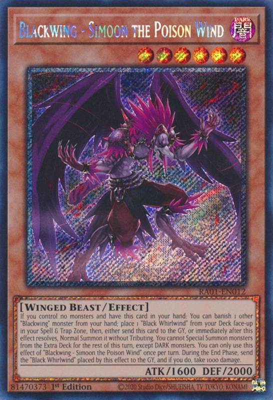 Blackwing - Simoon the Poison Wind [RA01-EN012] Platinum Secret Rare | Gaming Infinity