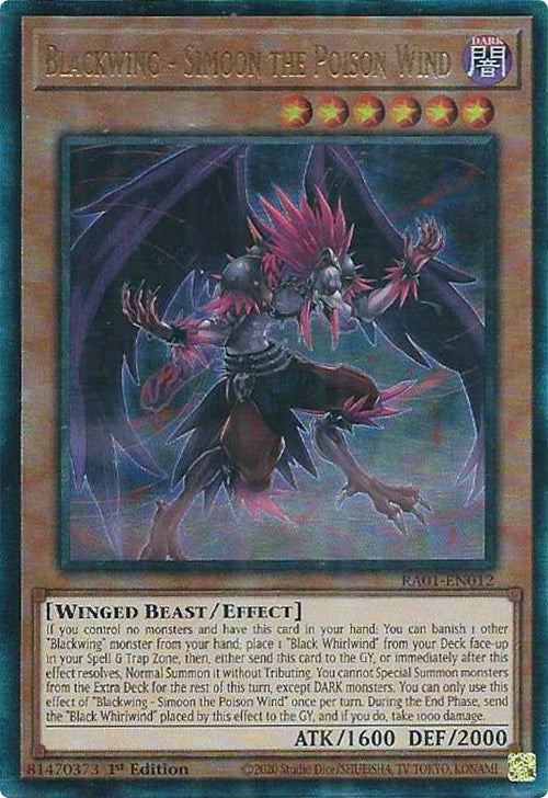 Blackwing - Simoon the Poison Wind [RA01-EN012] Prismatic Ultimate Rare | Gaming Infinity