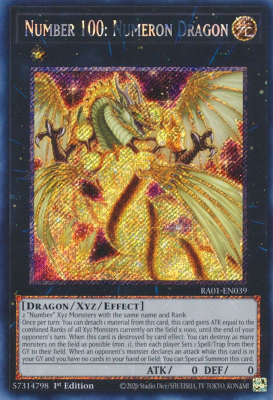 Number 100: Numeron Dragon [RA01-EN039] Platinum Secret Rare | Gaming Infinity