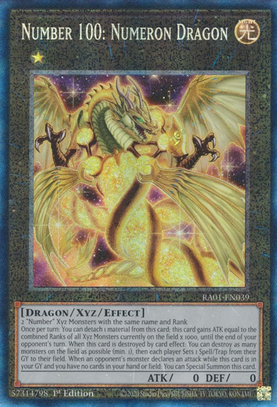 Number 100: Numeron Dragon [RA01-EN039] Prismatic Collector's Rare | Gaming Infinity