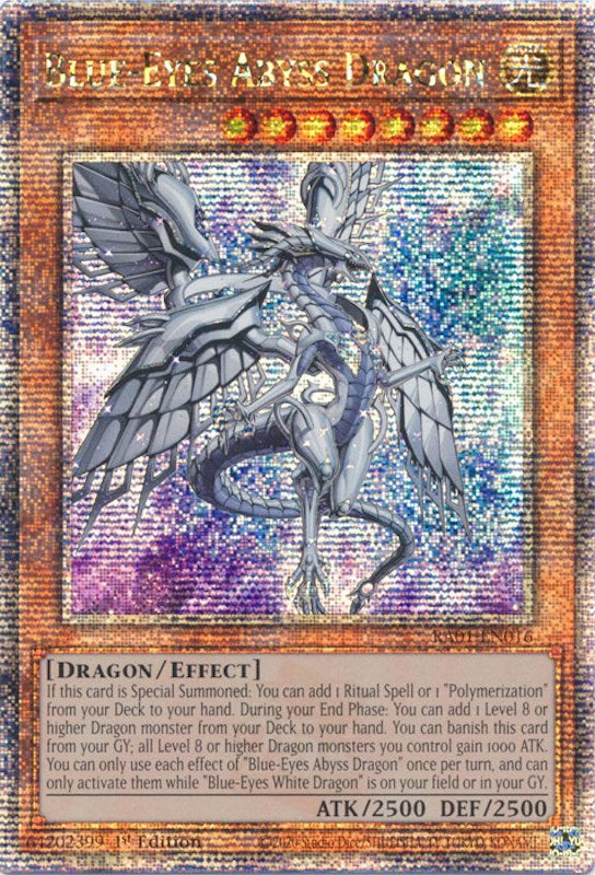 Blue-Eyes Abyss Dragon [RA01-EN016] Quarter Century Secret Rare | Gaming Infinity