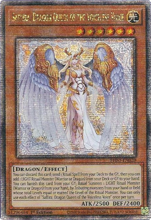 Saffira, Dragon Queen of the Voiceless Voice [PHNI-EN020] Quarter Century Secret Rare | Gaming Infinity