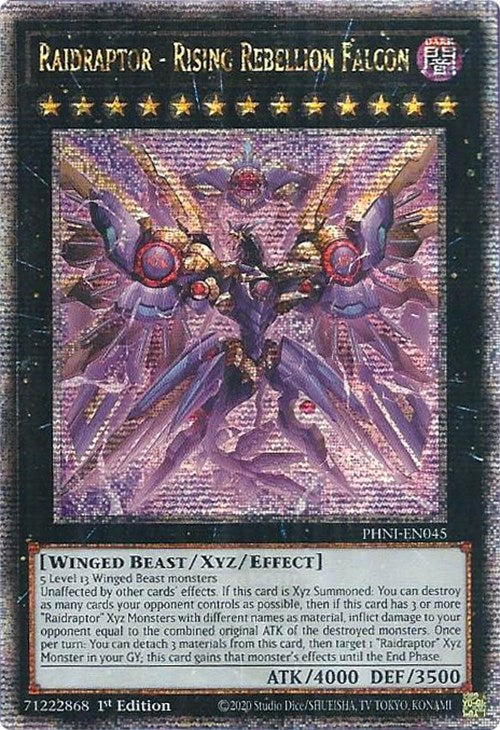 Raidraptor - Rising Rebellion Falcon [PHNI-EN045] Quarter Century Secret Rare | Gaming Infinity